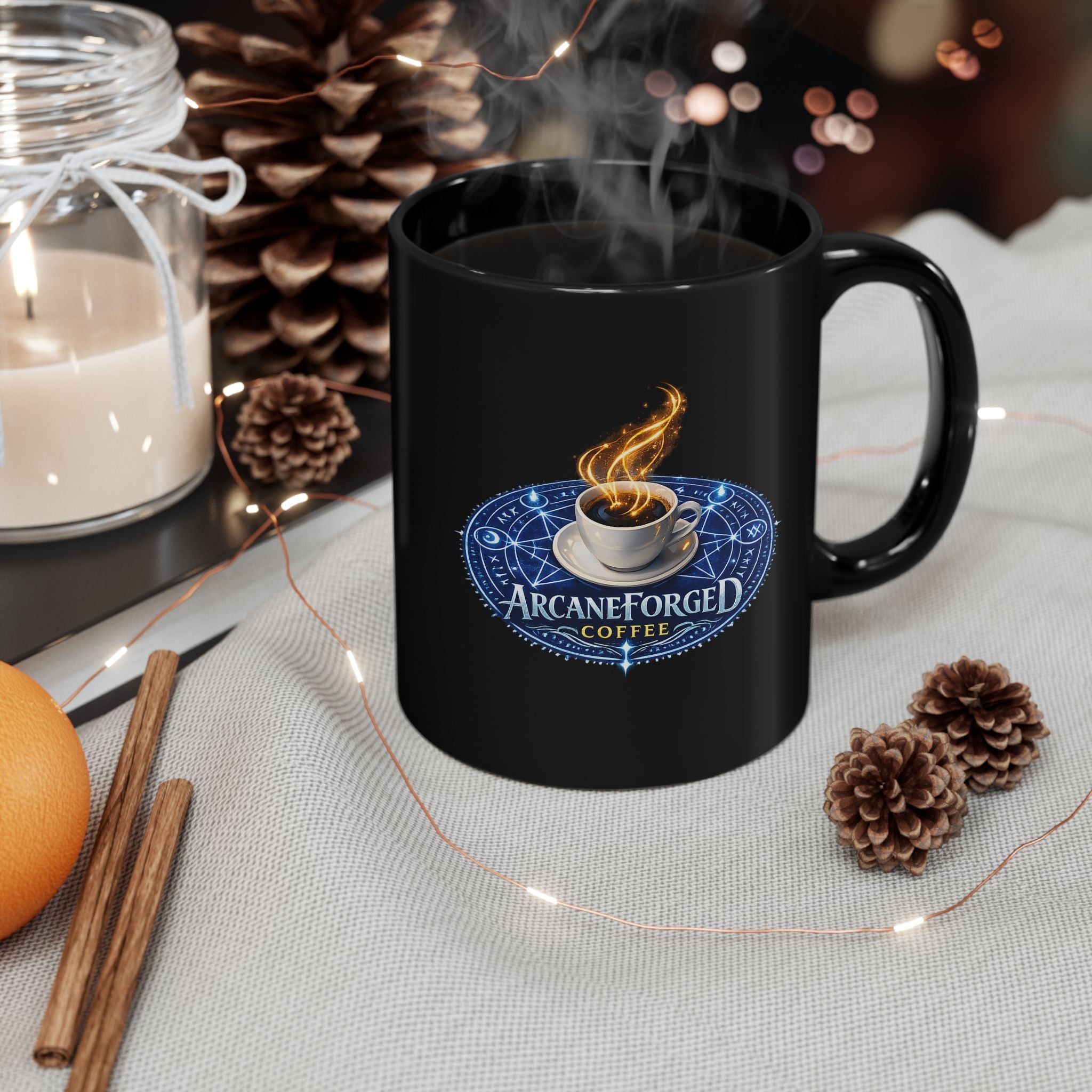 ArcaneForged Coffee Black Mug — 11oz/15oz Blue