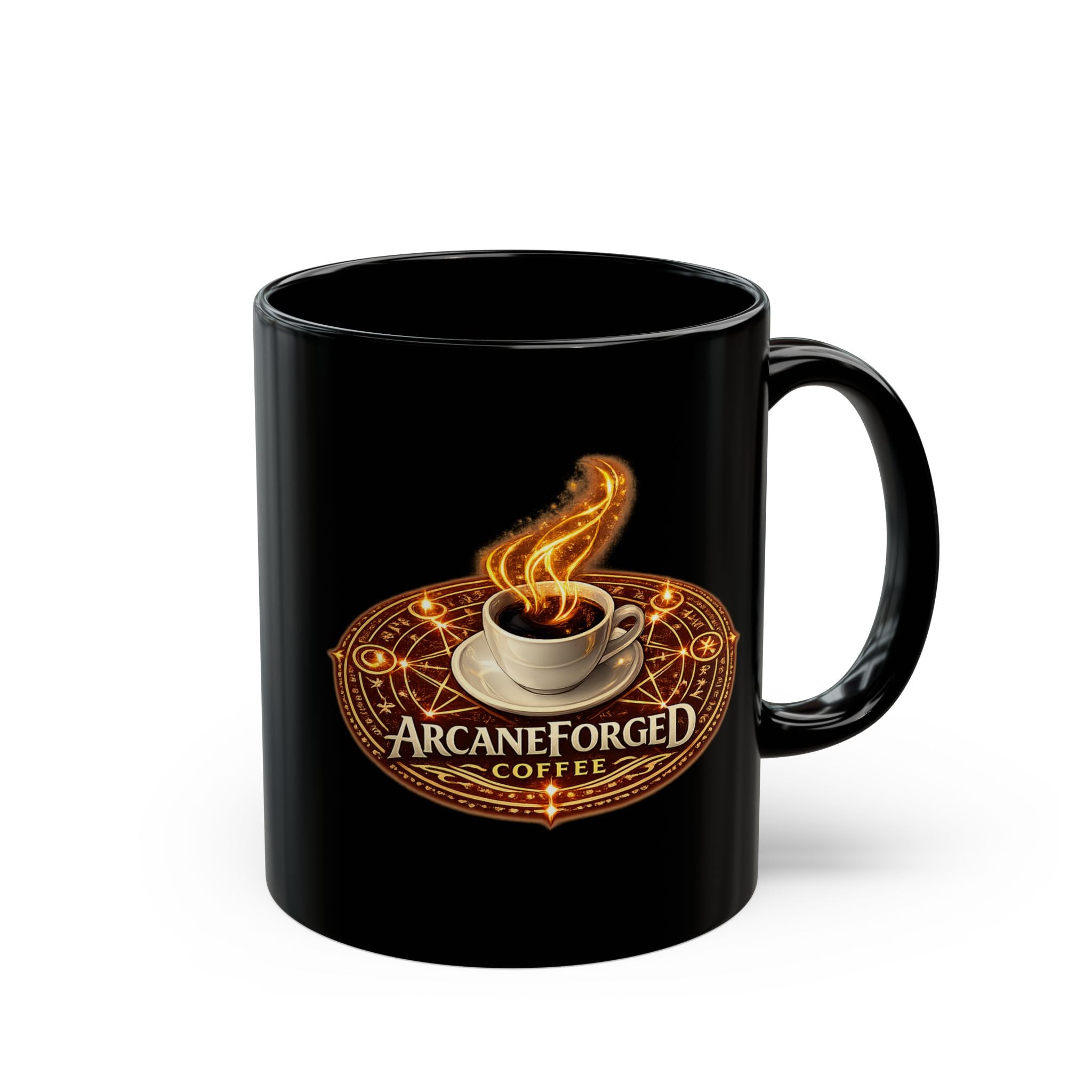 ArcaneForged Coffee Black Mug — 11oz/15oz Gold