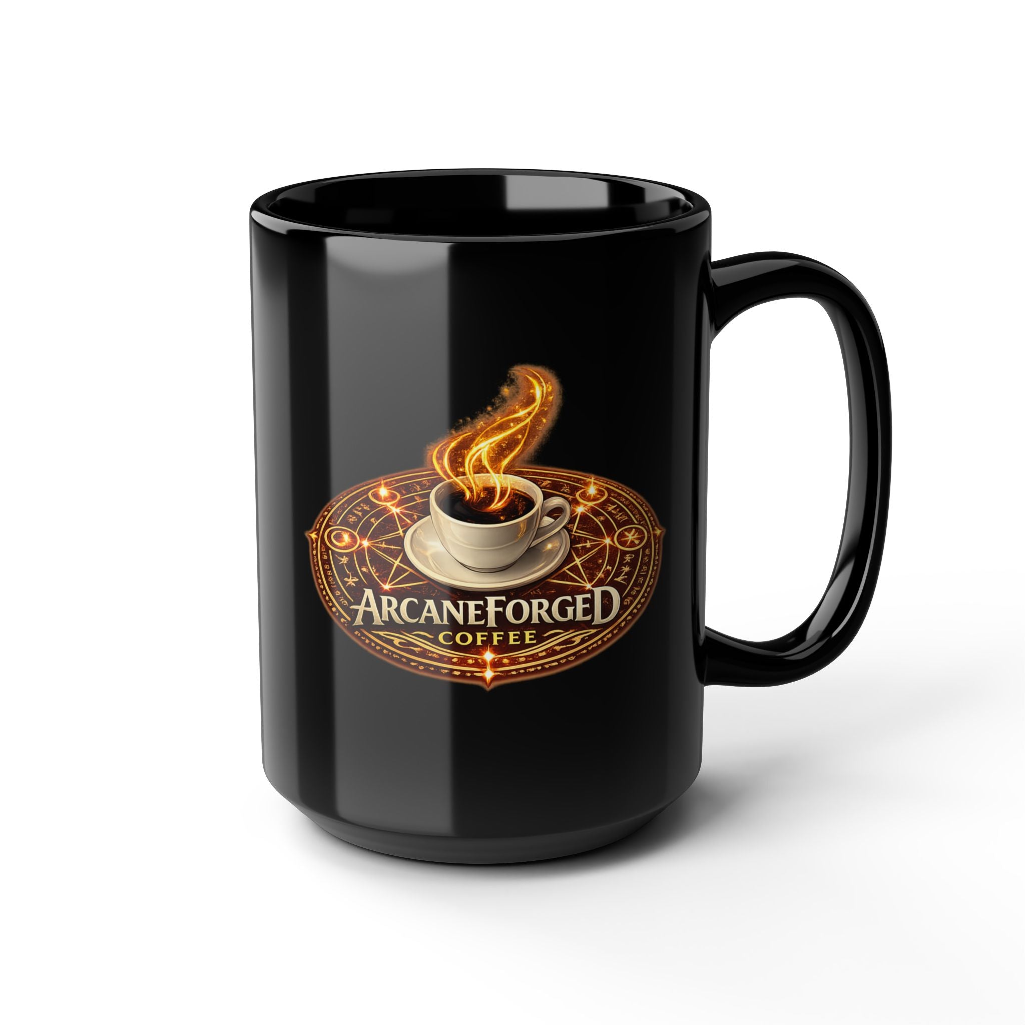 ArcaneForged Coffee Black Mug — 11oz/15oz Gold