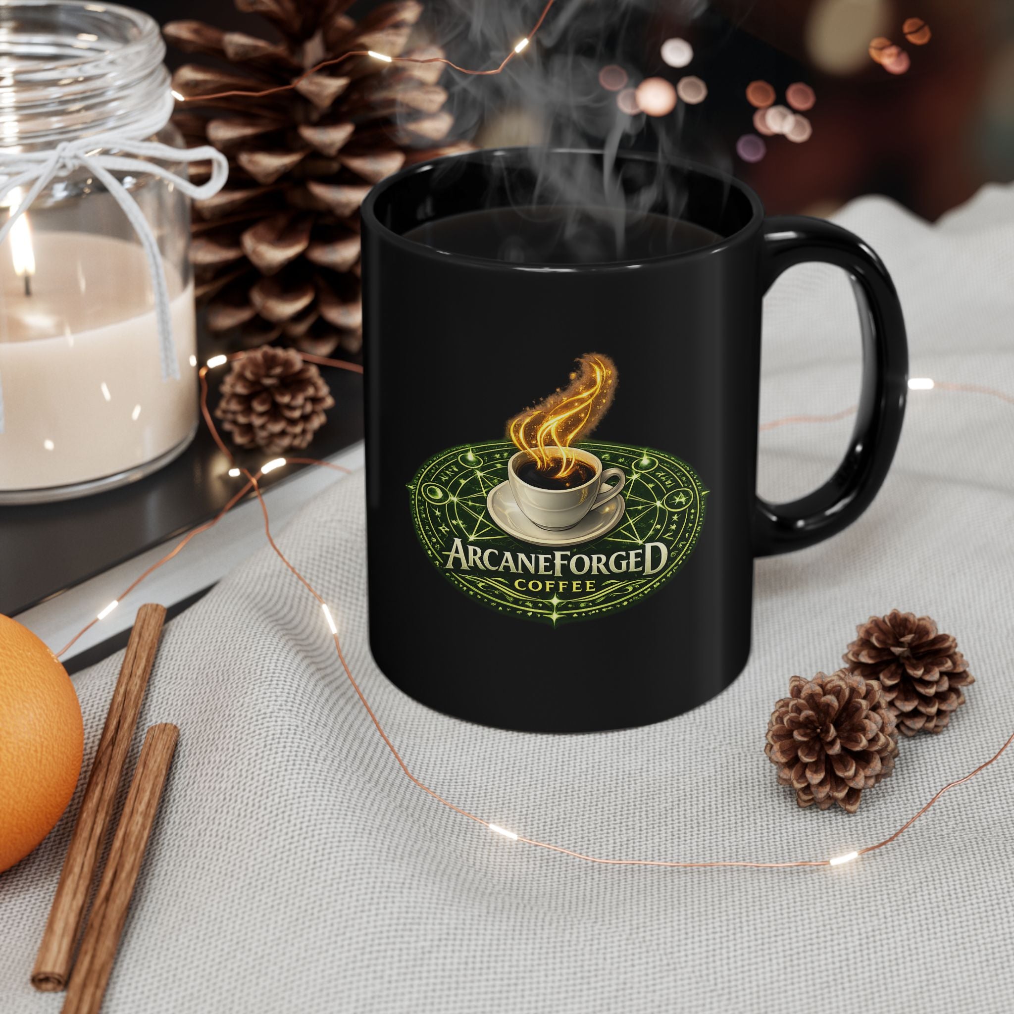 ArcaneForged Coffee Black Mug — 11oz/15oz Green