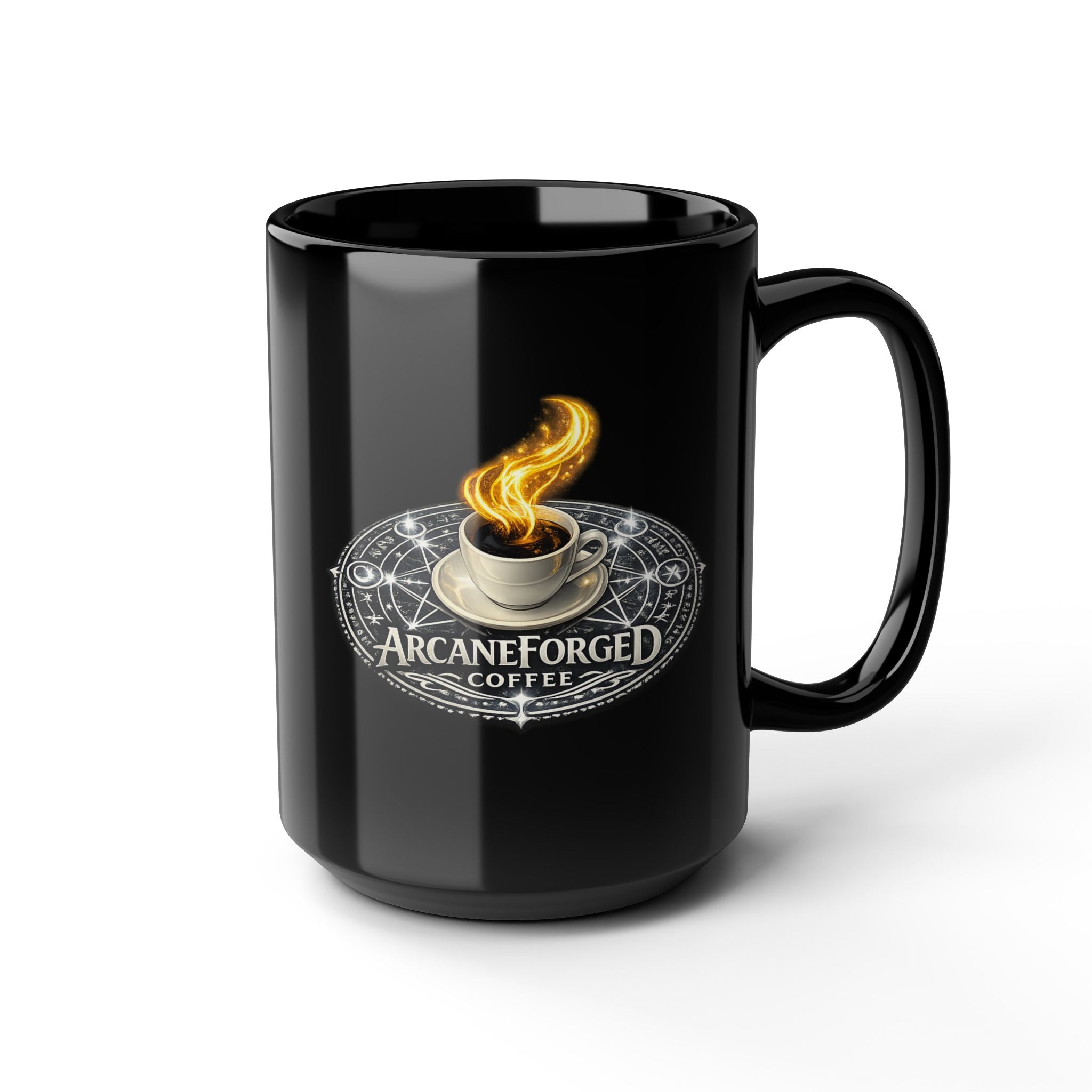 ArcaneForged Coffee Black Mug — 11oz/15oz Silver