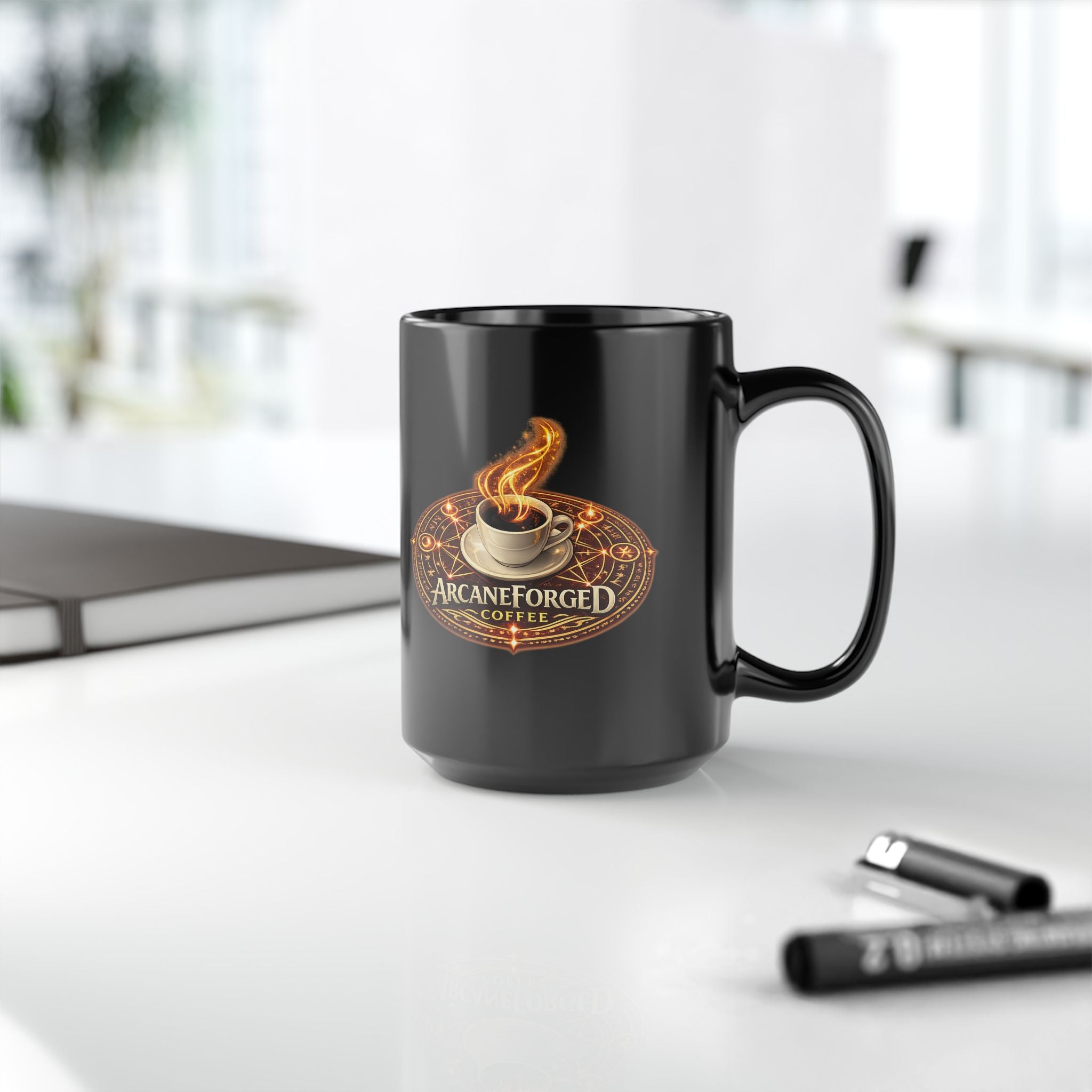 ArcaneForged Coffee Black Mug — 11oz/15oz Gold