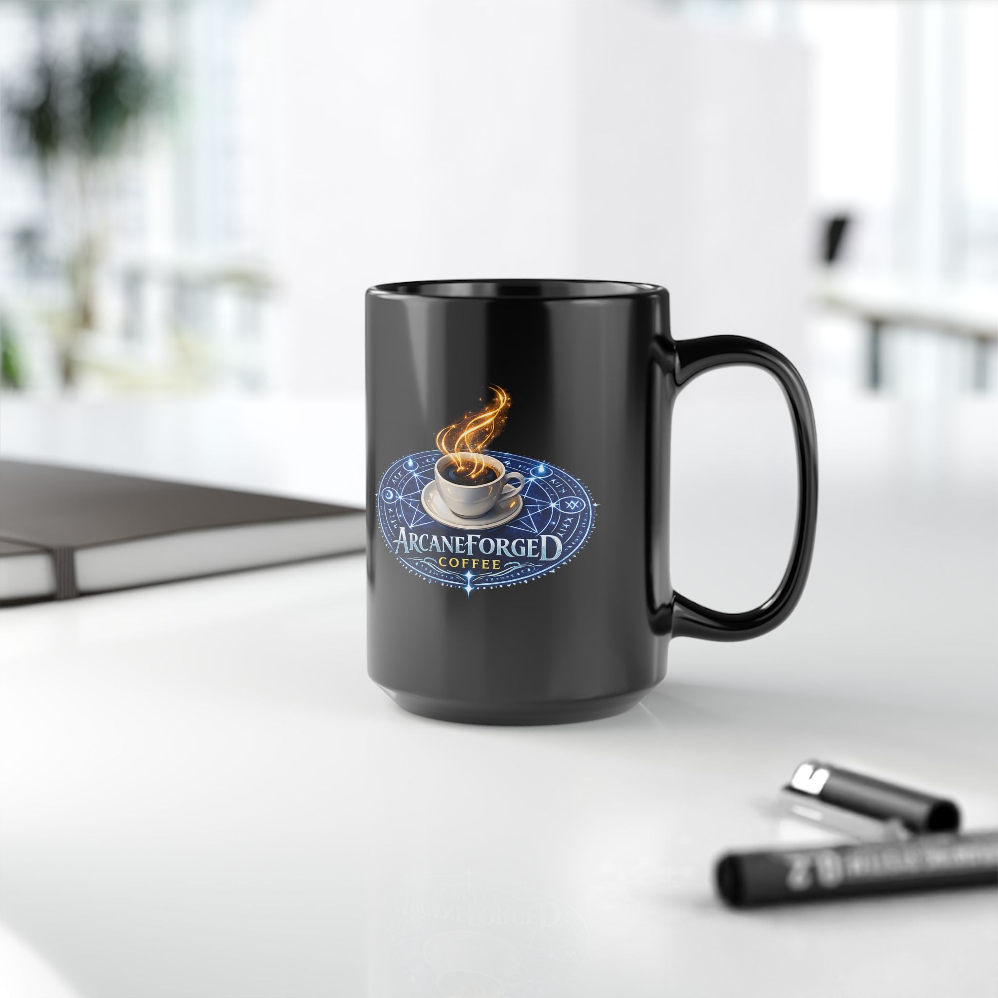 ArcaneForged Coffee Black Mug — 11oz/15oz Blue